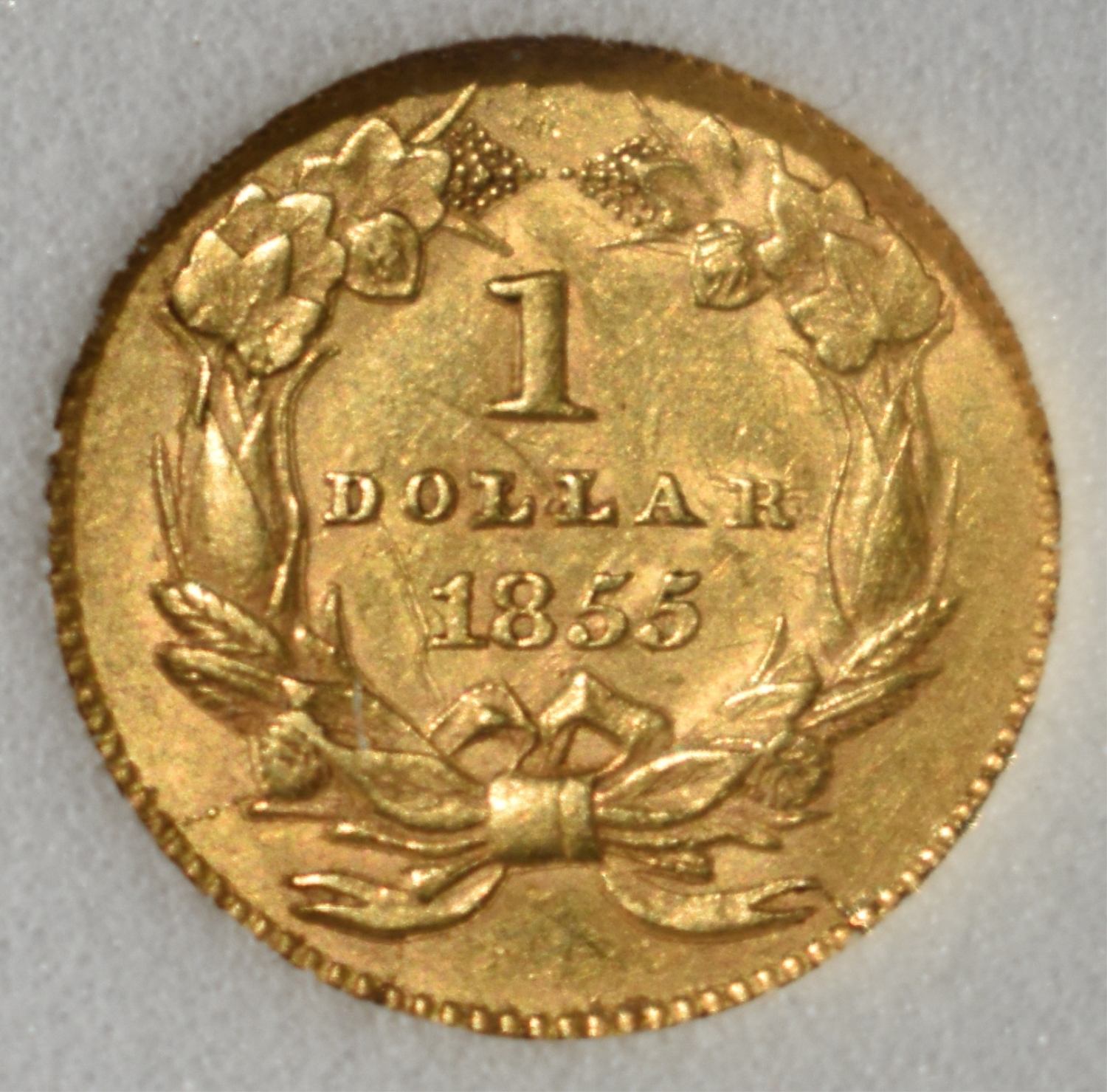 1855 $1 TYPE2 GOLD PCI CH BU