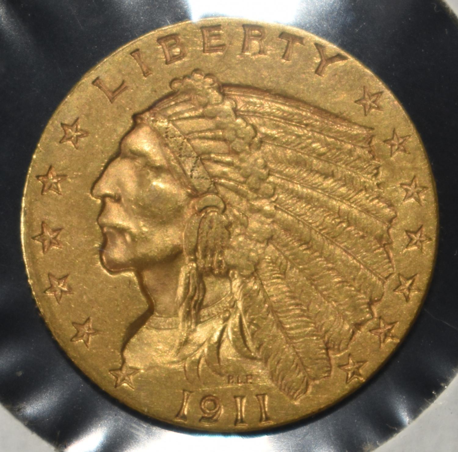 1911 $2.5 INDIAN GOLD CH BU