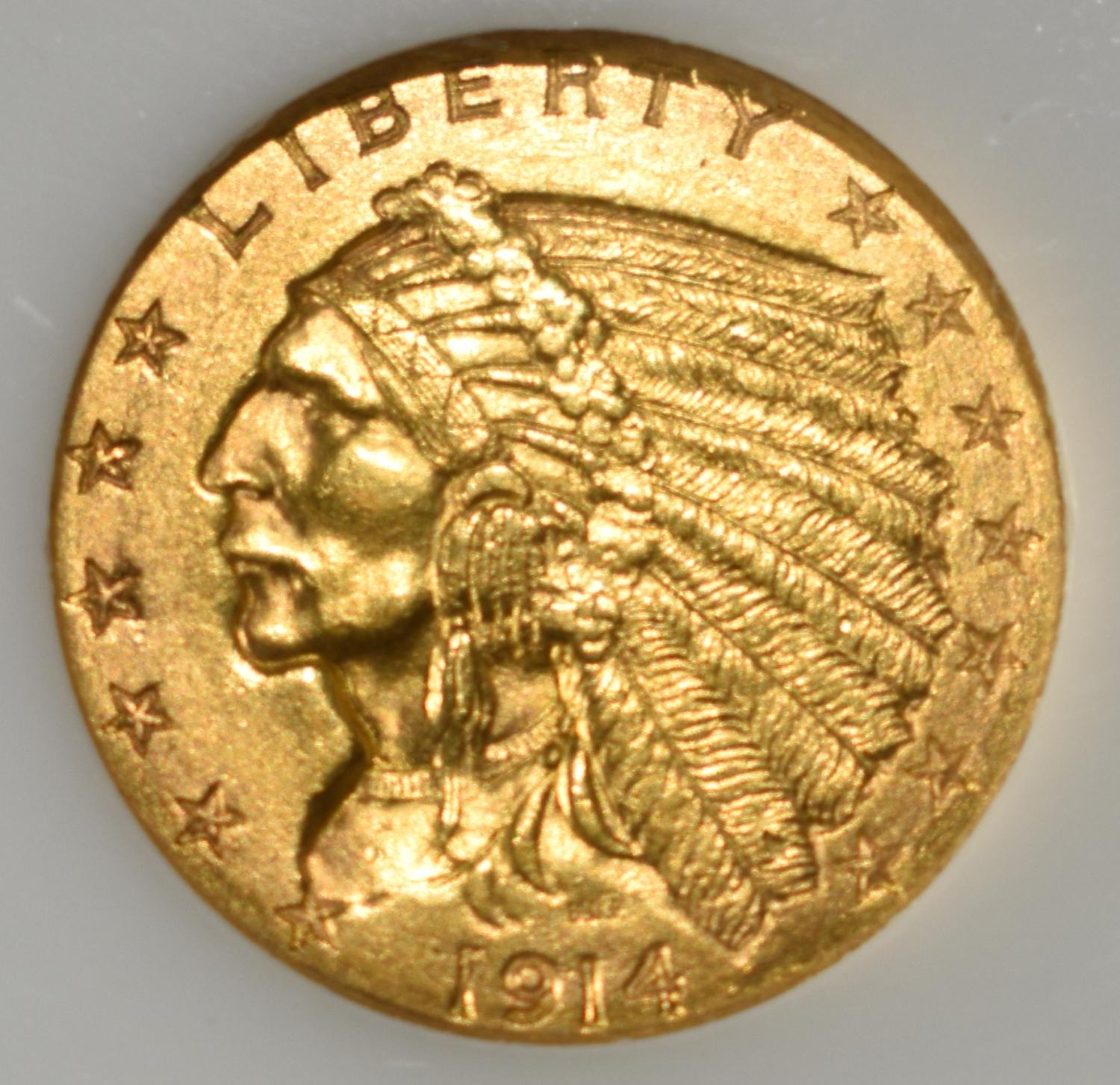1914-D $2.5 INDIAN GOLD PCI CH/GEM BU