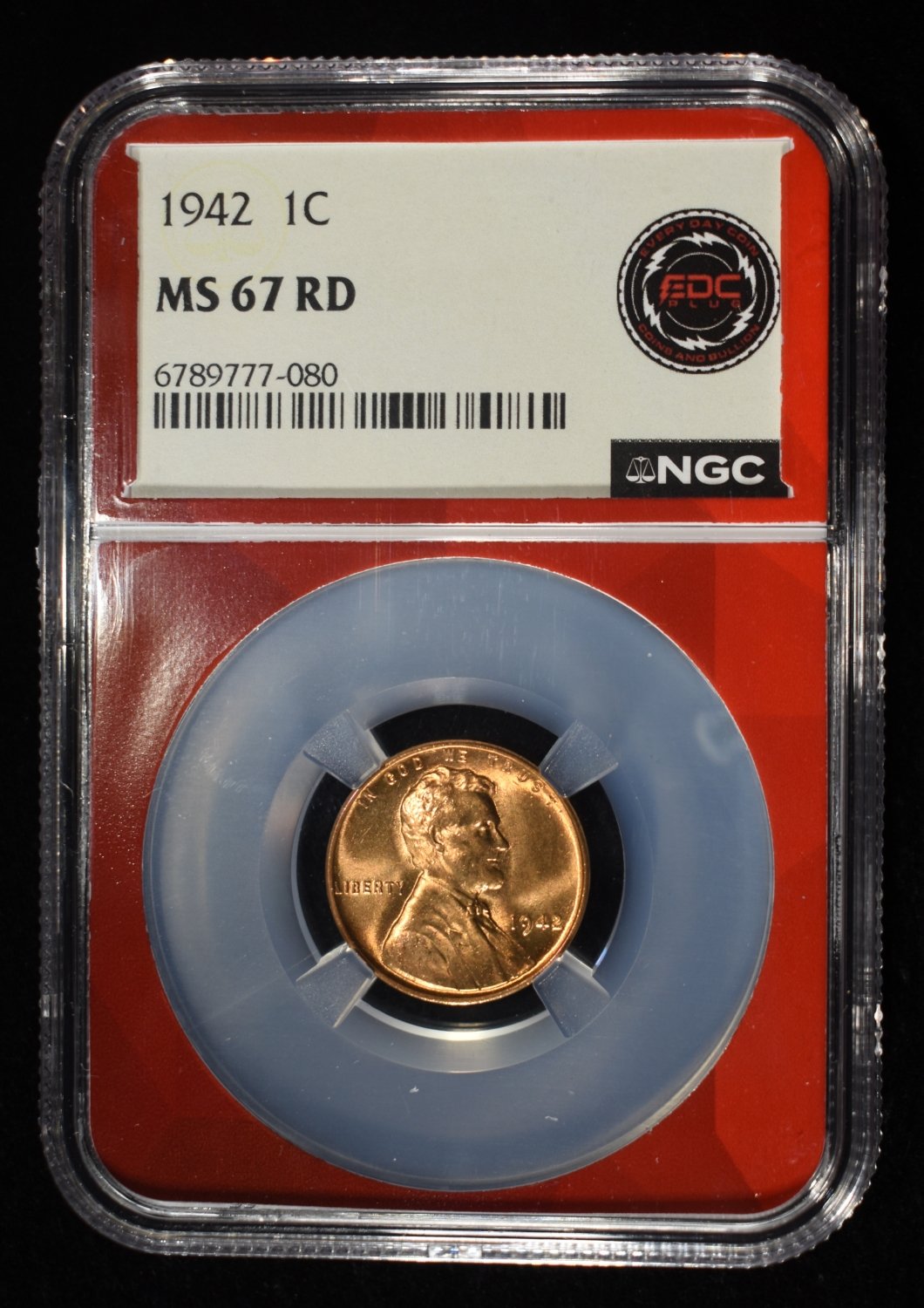 1942 LINCOLN CENT NGC MS-67 RD