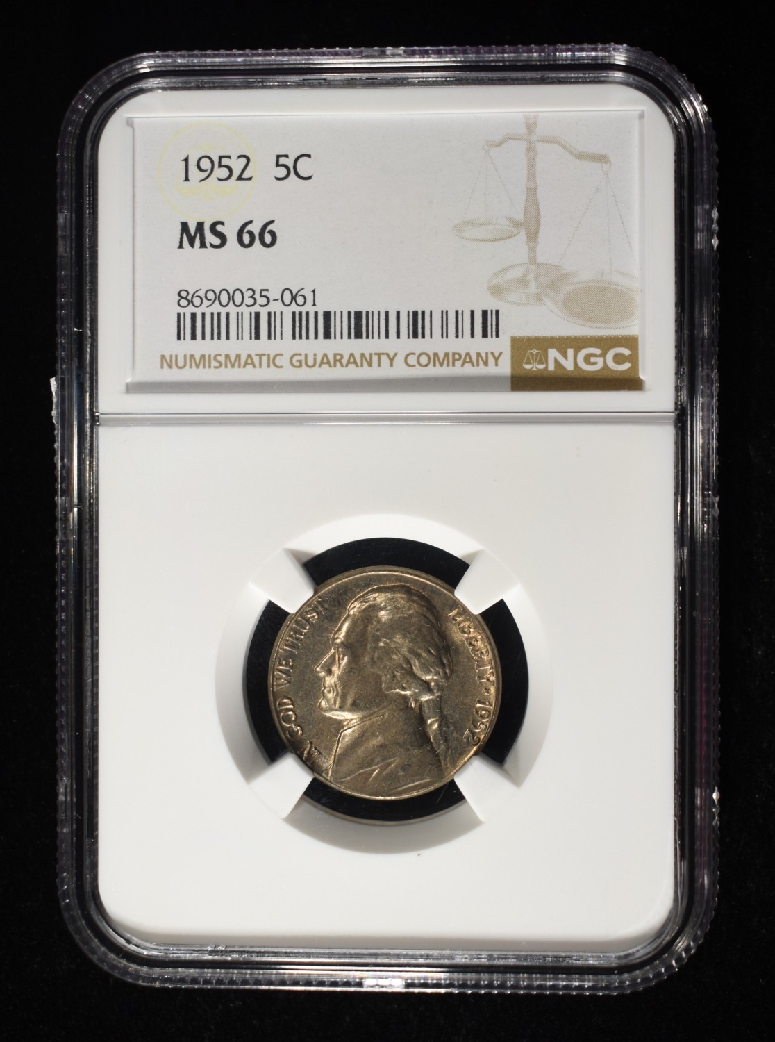 1952 JEFFERSON NICKEL NGC MS 66