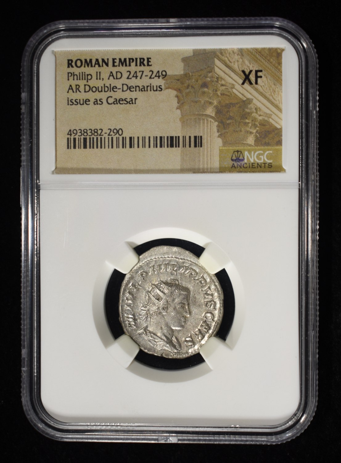 AD 247-249 PHILIP II AR DOUBLE-DENARIUS NGC XF