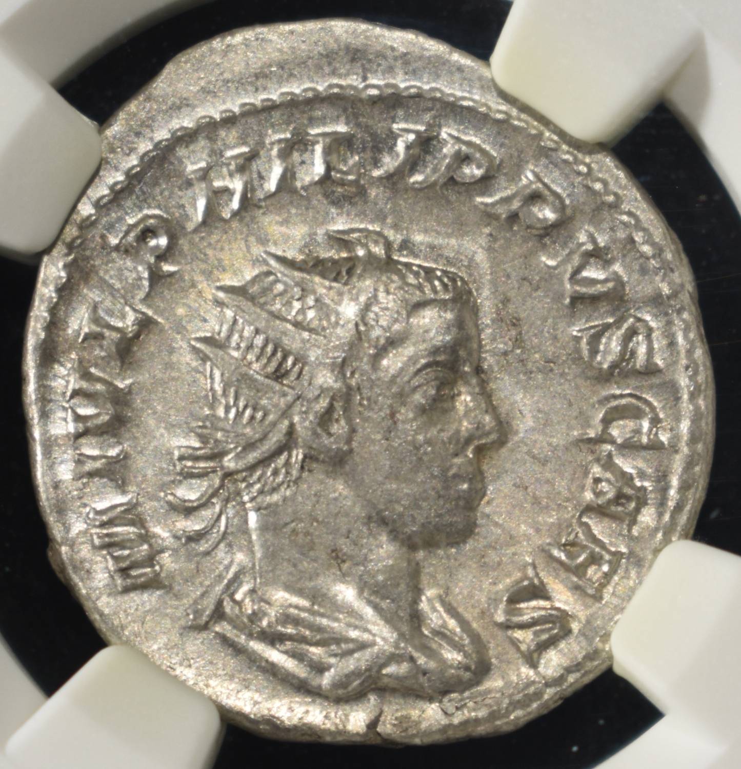 AD 247-249 PHILIP II AR DOUBLE-DENARIUS NGC XF