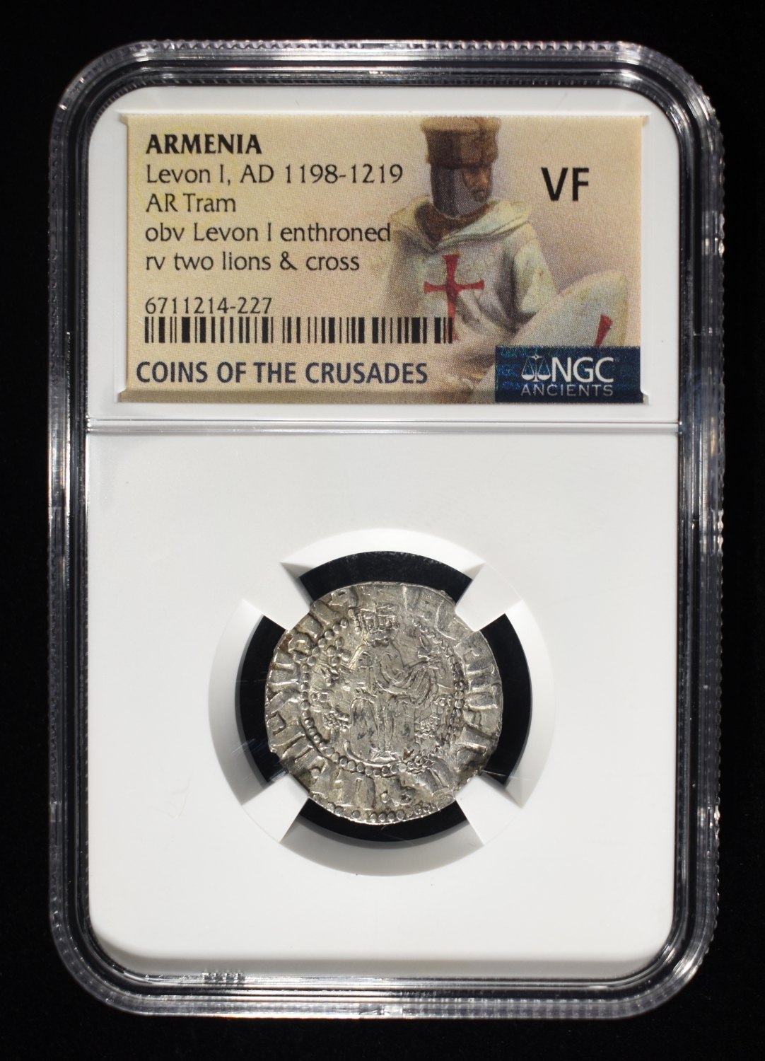 ARMENIA, LEVON I, AD 1198-1219, AR TRAM NGC VF