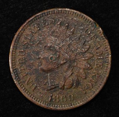 1869 INDIAN HEAD CENT FINE. CHECK OUT OUR UPCOMING AUCTIONS ESTIMATE $300 - $350.