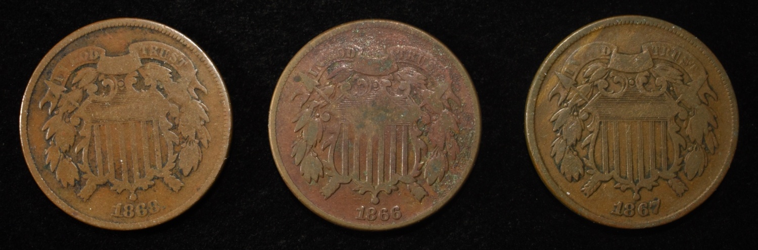 (3) 2-CENT PIECES