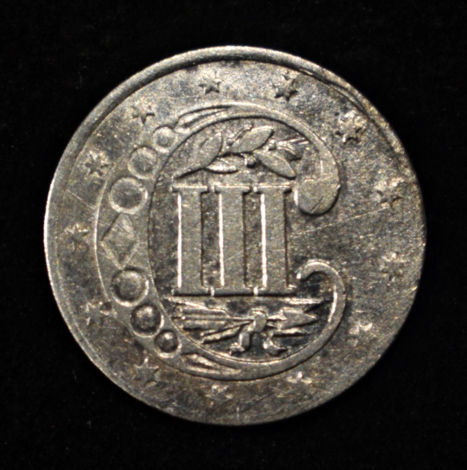 1858 3-CENT SILVER XF