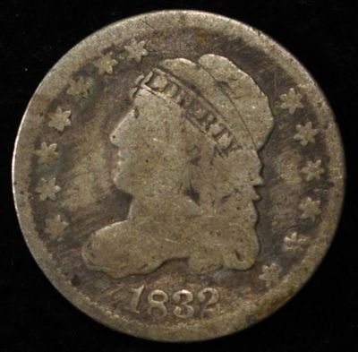 1832 BUST HALF DIME GOOD. LEADERS IN ON-LINE AUCTIONS ESTIMATE $75 - $100.