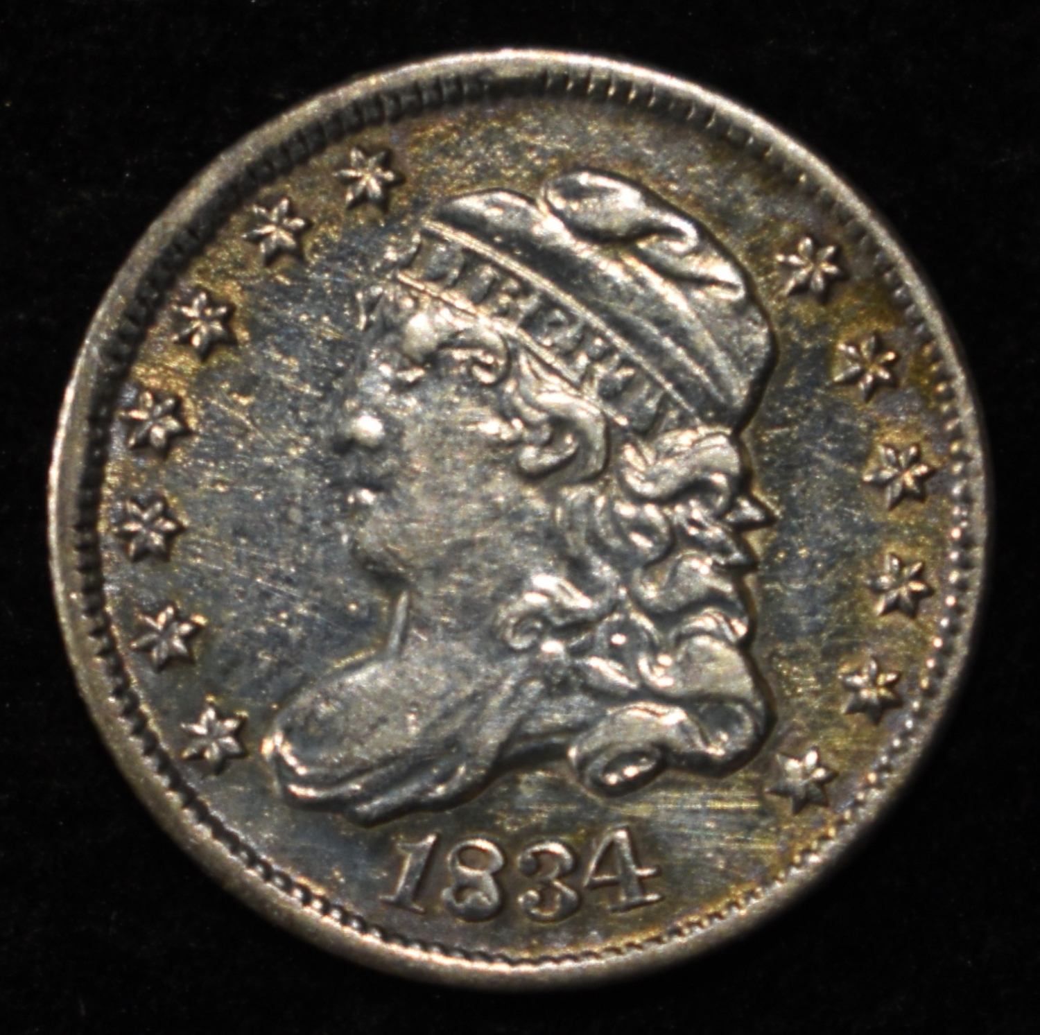 1834 BUST HALF DIME AU