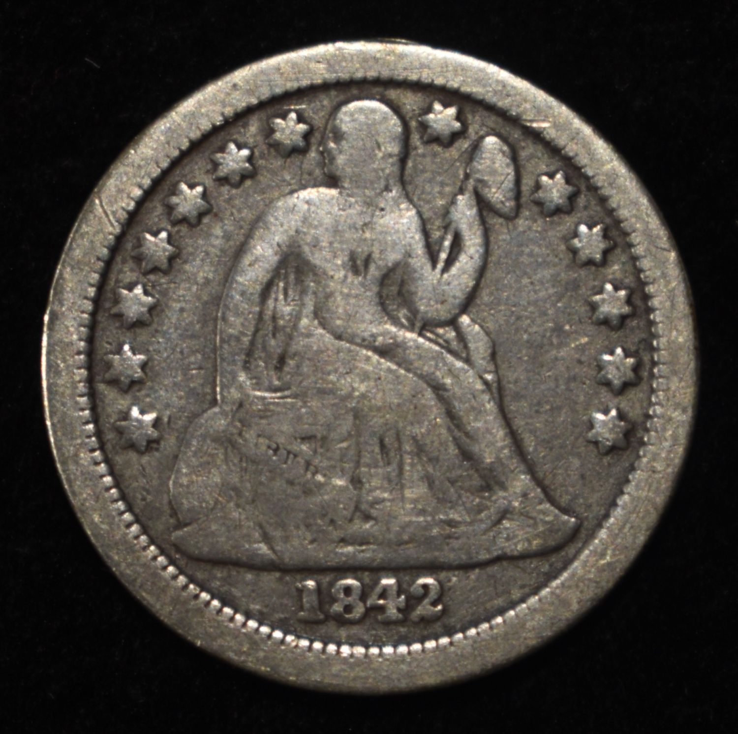 1842-O LIBERTY SEATED DIME VG