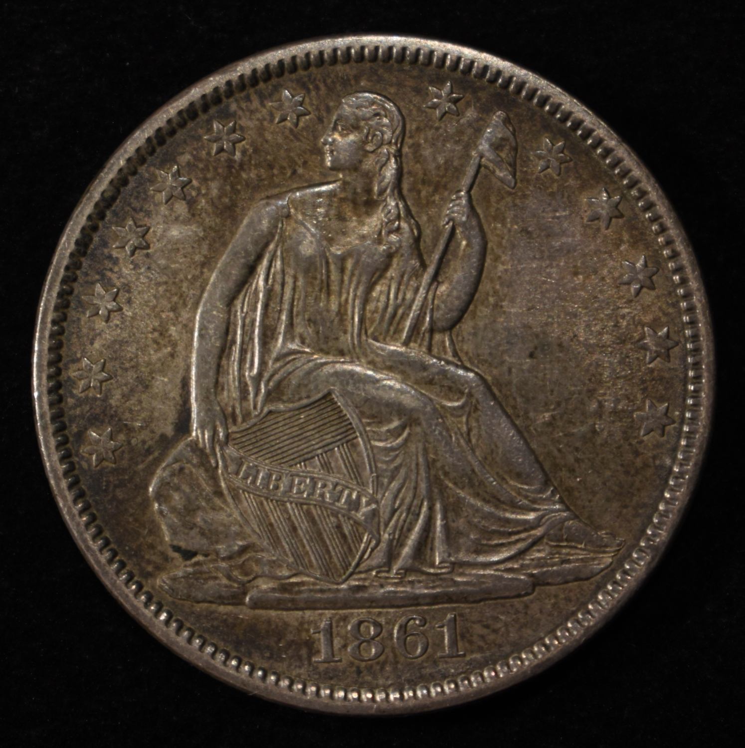 1861 SEATED LIBERTY HALF DOLLAR AU/BU