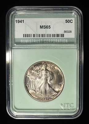 1941 WALKING LIBERTY 50C NTC GEM BU. LEADERS IN ON-LINE AUCTIONS ESTIMATE $130 - $180.