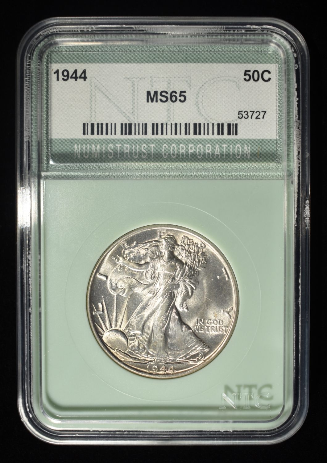 1944 WALKING LIBERTY 50C NTC GEM BU