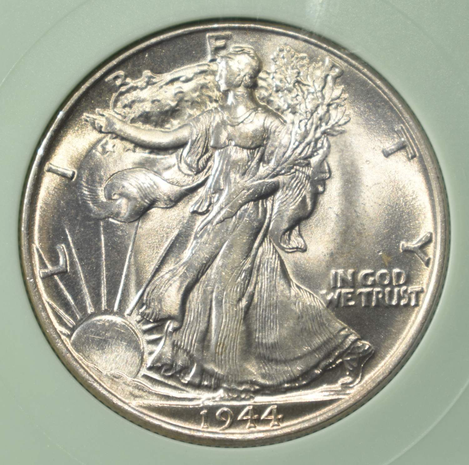 1944 WALKING LIBERTY 50C NTC GEM BU