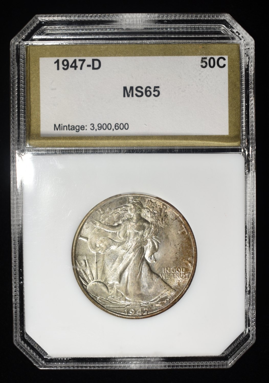 1947-D WALKING LIBERTY 50C PCI GEM BU