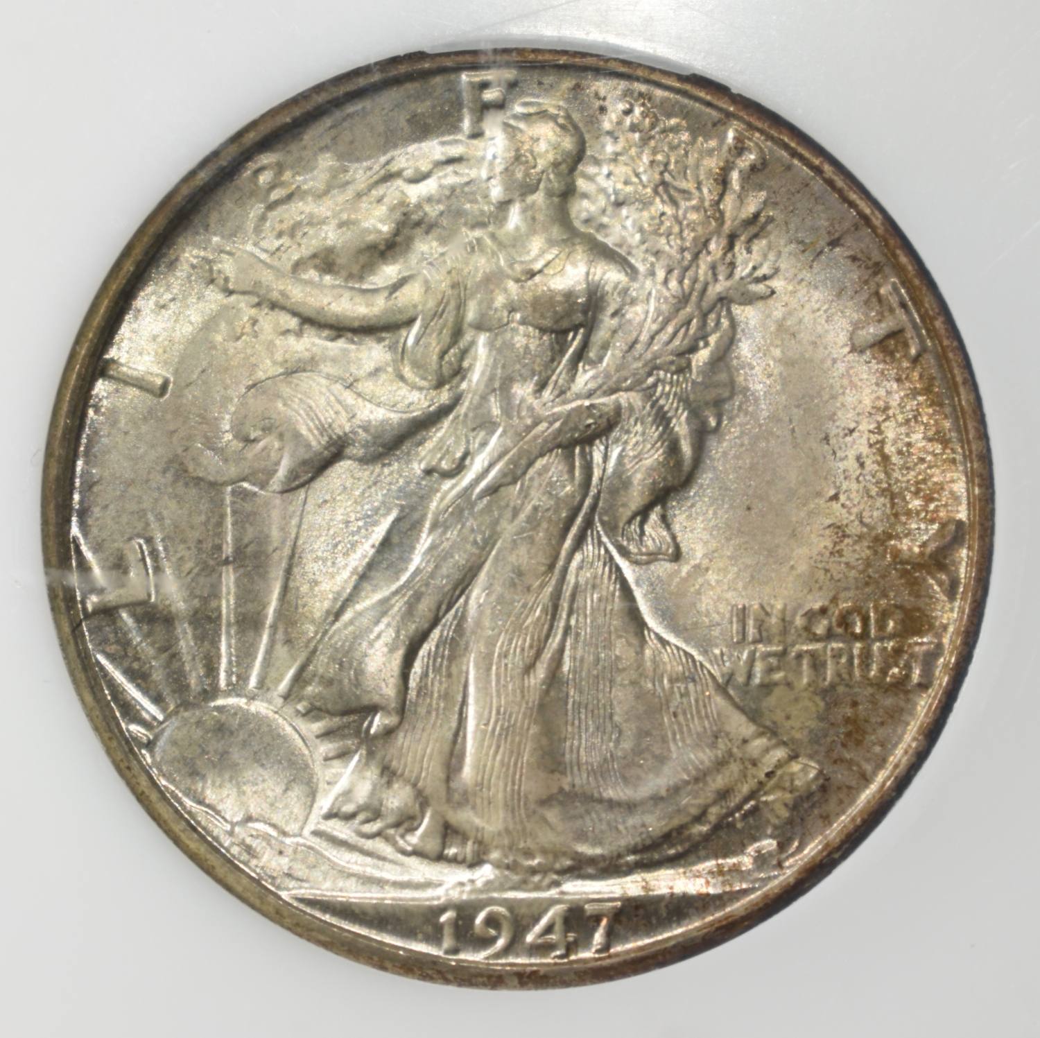 1947-D WALKING LIBERTY 50C PCI GEM BU