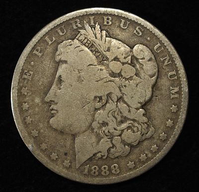 1888-O MORGAN DOLLAR. LEADERS IN ON-LINE AUCTIONS ESTIMATE $90 - $130.