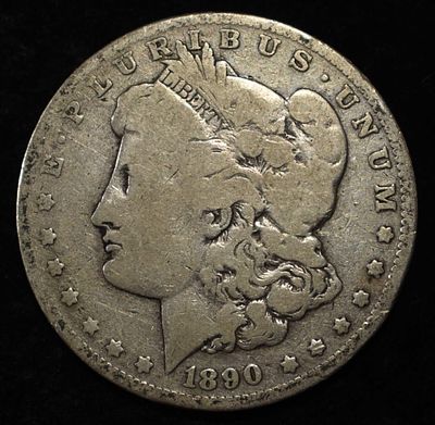 1890-O MORGAN DOLLAR. TOP RATED AUCTION HOUSE ESTIMATE $90 - $130.