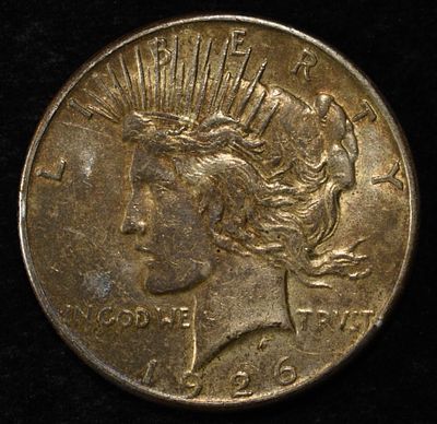 1926-S PEACE DOLLAR. WEEKLY COIN & CURRENCY AUCTIONS ESTIMATE $90 - $130.