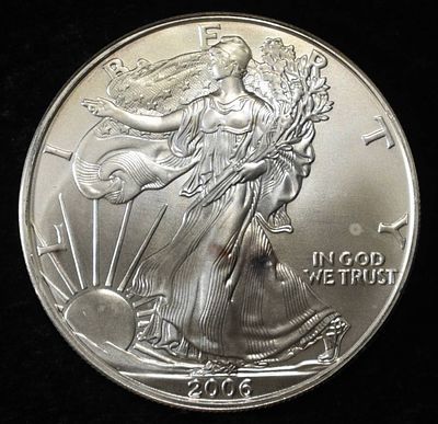 2006 AMERICAN SILVER EAGLE. WEEKLY COIN & CURRENCY AUCTIONS ESTIMATE $110 - $160.