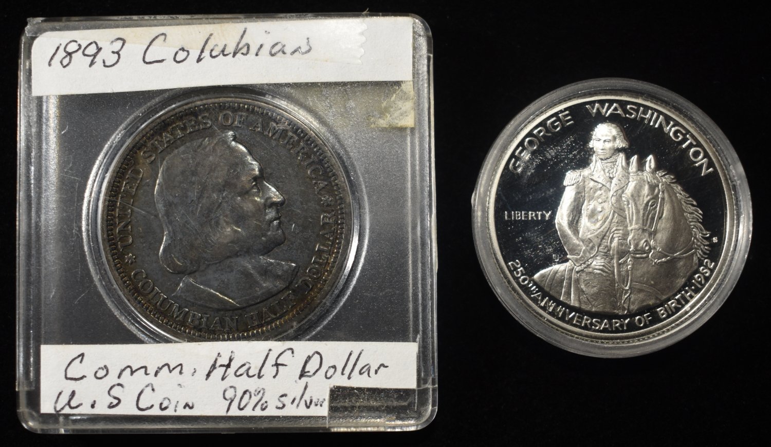 1893 COLUMBIAN & 1982-S WASHINGTON 50C COMMEM