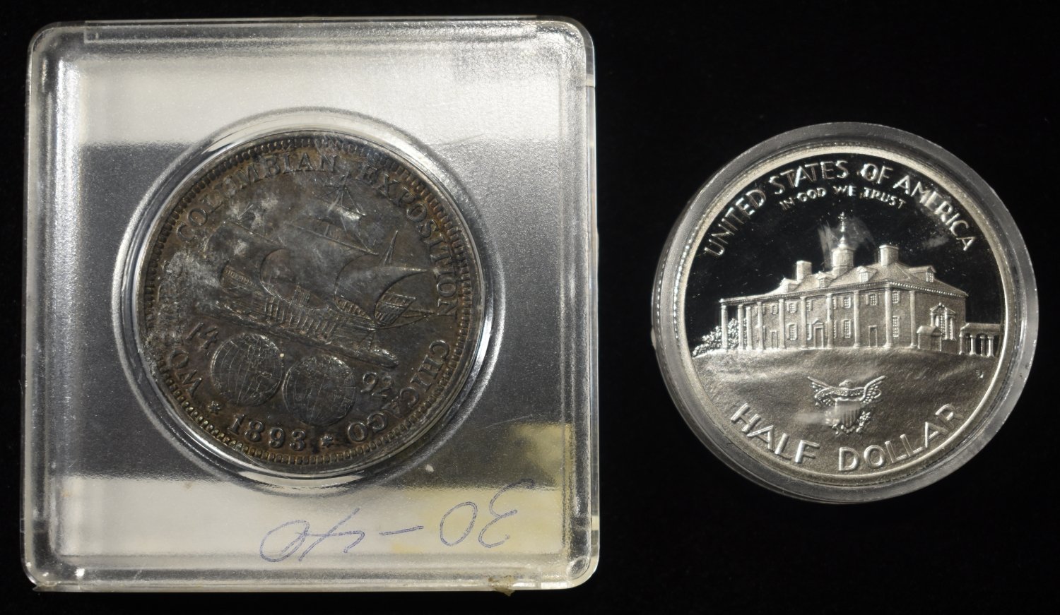 1893 COLUMBIAN & 1982-S WASHINGTON 50C COMMEM