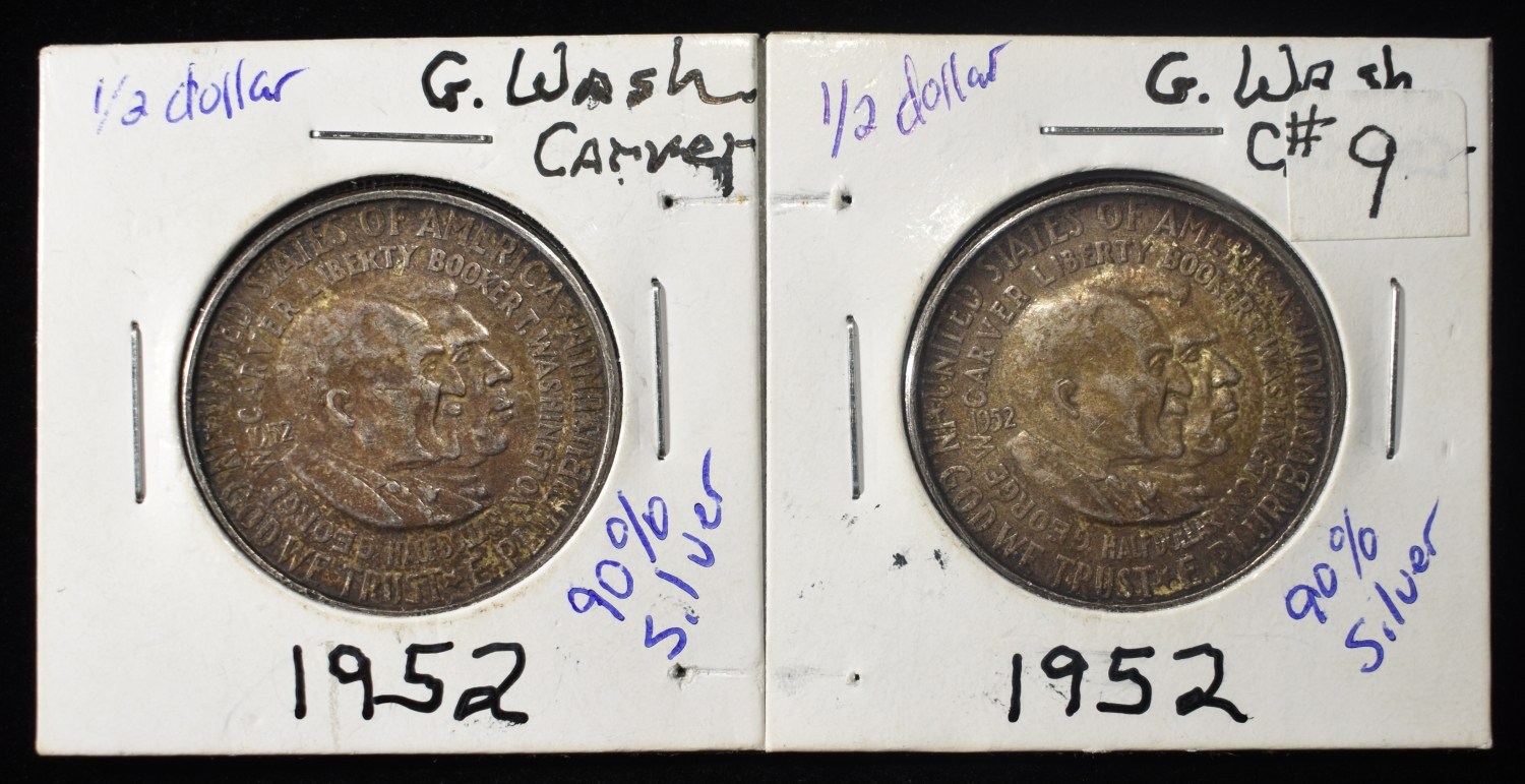 (2) 1952 50C WASHINGTON-CARVER COMMEMS