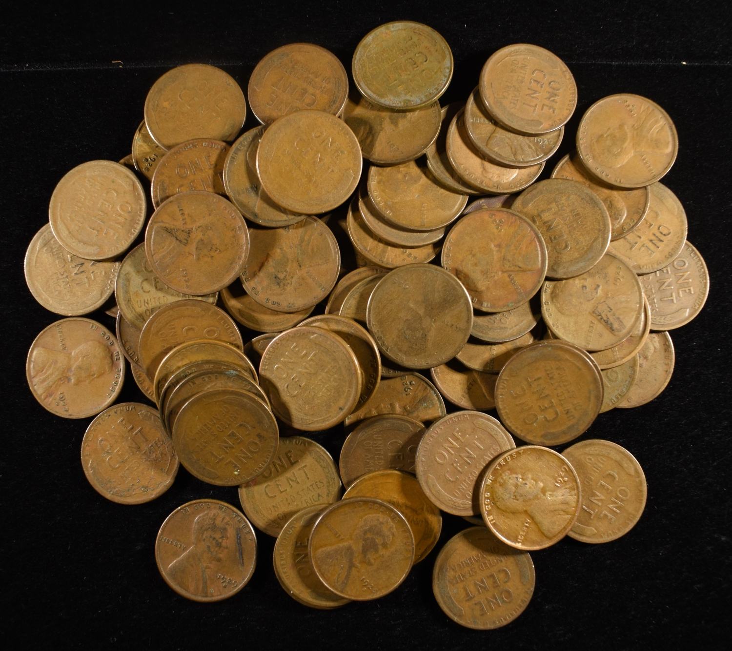 (74) WHEAT CENTS FROM THE 20'S