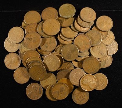(74) WHEAT CENTS FROM THE 20'S. TOP RATED AUCTION HOUSE ESTIMATE $100 - $120.