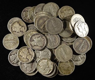(50) MERCURY DIMES. CHECK OUT OUR UPCOMING AUCTIONS ESTIMATE $440 - $490.
