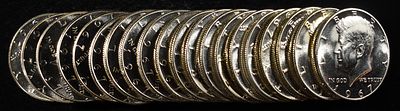 1967 KENNEDY HALF DOLLARS SMS ROLL. BID WITH SILVER CITY AUCTIONS ESTIMATE $400 - $450.