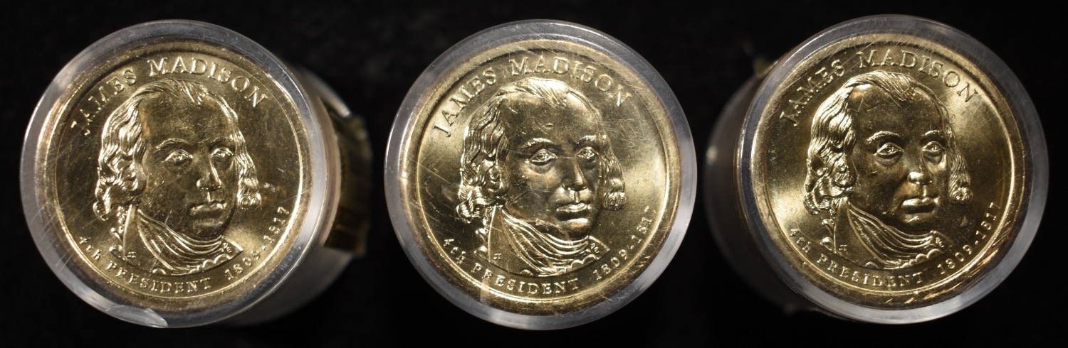 (3) $1 PRESIDENTIAL JAMES MADISON ROLLS
