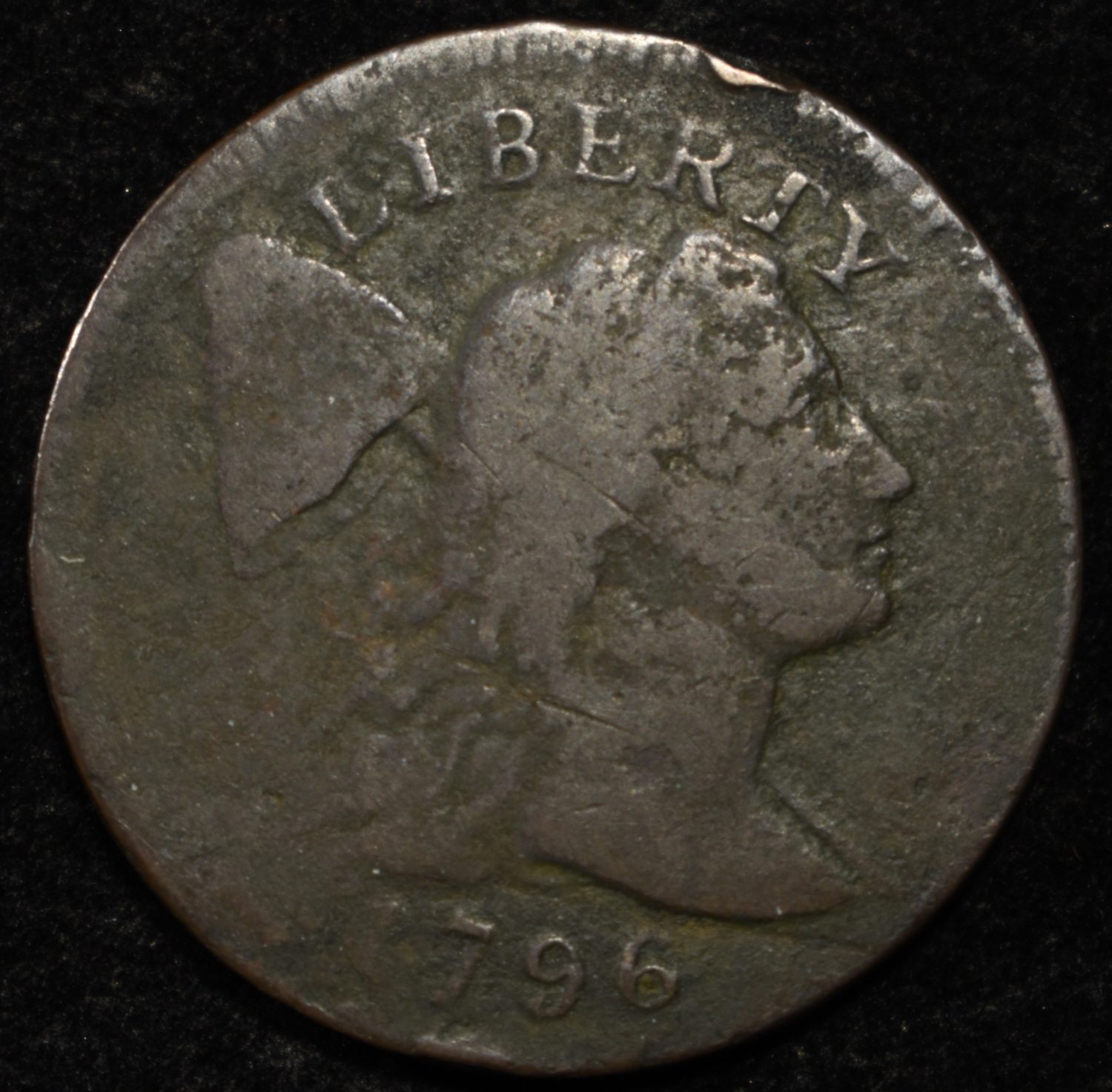 1796 FLOWING HAIR LARGE CENT F/VF