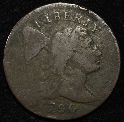 1796 FLOWING HAIR LARGE CENT F/VF. LEADERS IN ON-LINE AUCTIONS ESTIMATE $2300 - $2800.