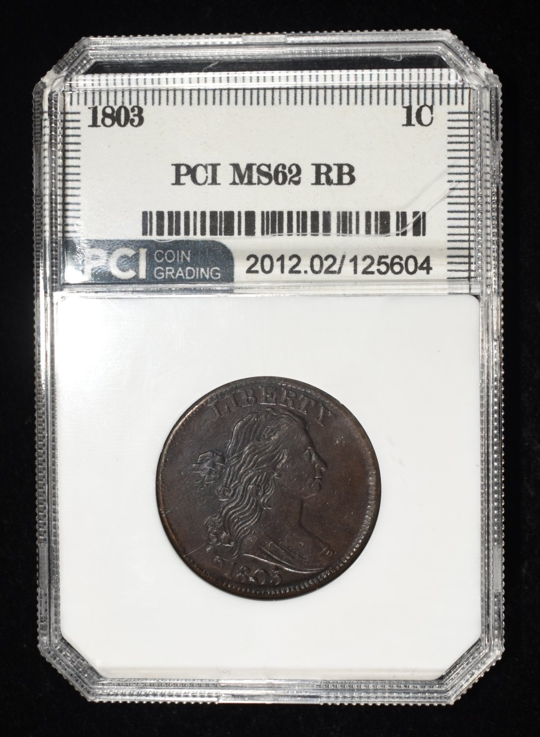 1803 DRAPED BUST LARGE CENT PCI BU RB