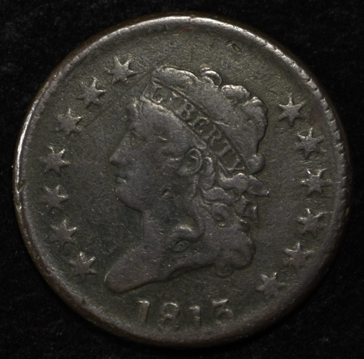 1813 CLASSIC HEAD LARGE CENT F/VF