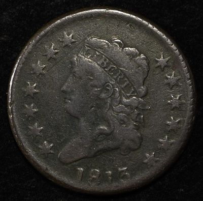 1813 CLASSIC HEAD LARGE CENT F/VF. WEEKLY COIN & CURRENCY AUCTIONS ESTIMATE $650 - $750.