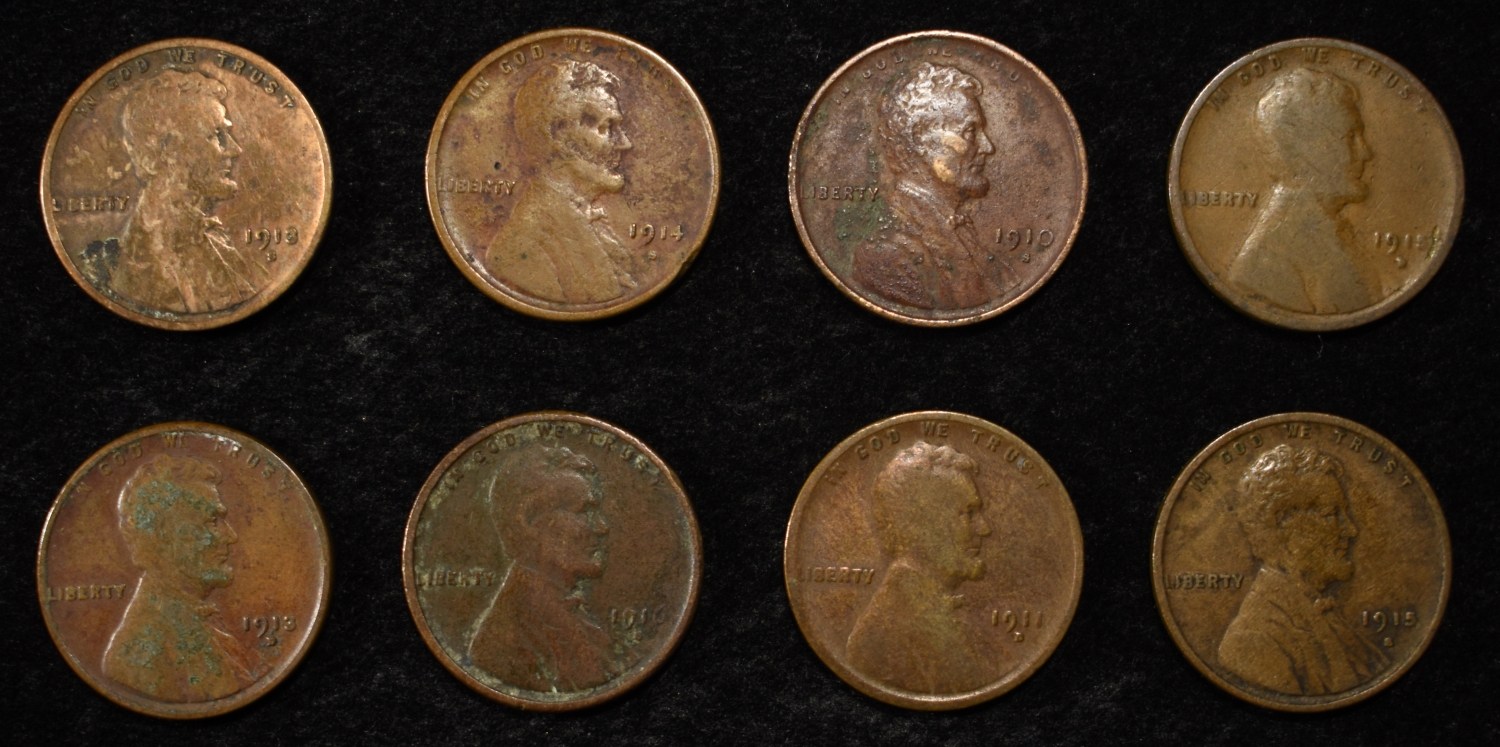 8 NICE EARLY SEMIKEY WHEAT CENTS