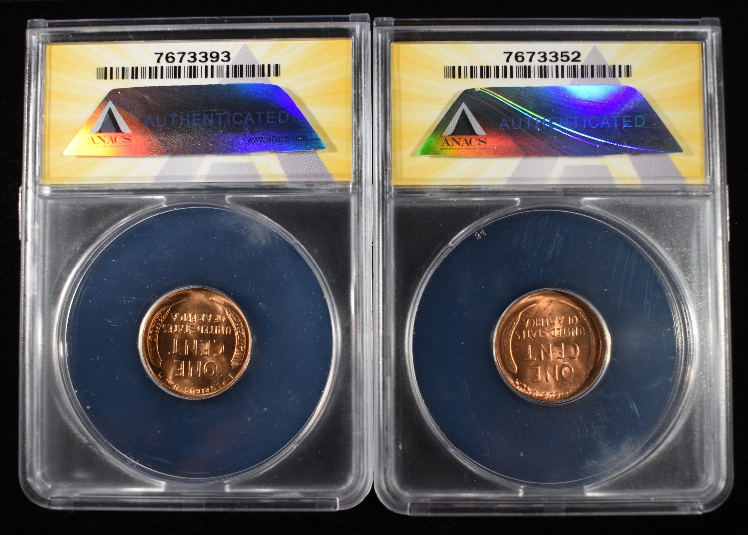 1954-D & 1955 WHEAT CENTS ANACS MS66 RED