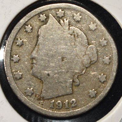 1912 'V' NICKEL VG/FINE. LEADERS IN ON-LINE AUCTIONS ESTIMATE $160 - $210.