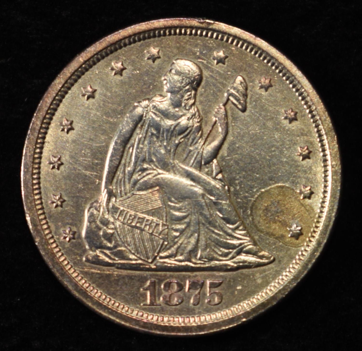 1875-S 20-CENT PIECE NICE BU OLD CLEANING