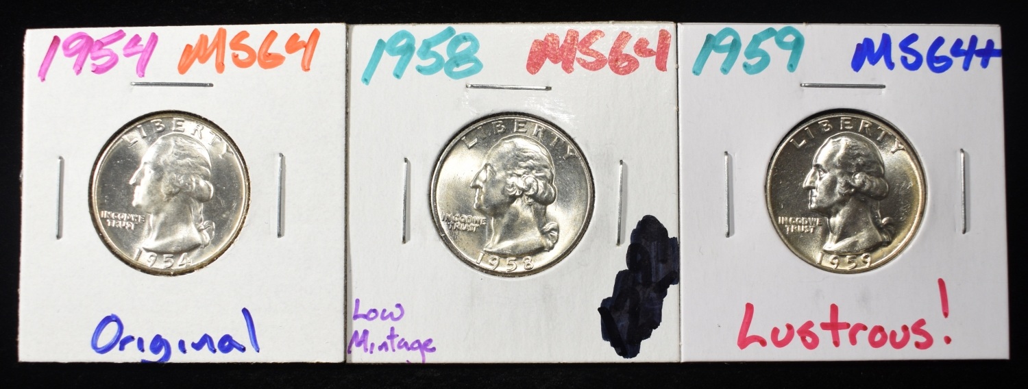 (3) 90% SILVER WASHINGTON QUARTERS