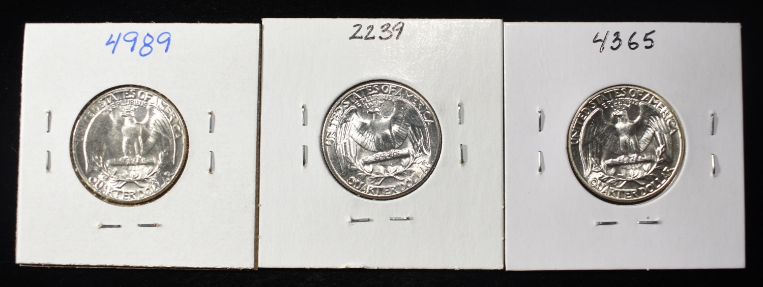 (3) 90% SILVER WASHINGTON QUARTERS