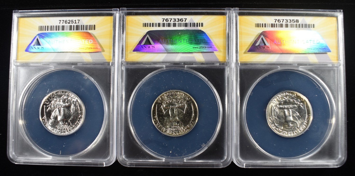 1959 & 63-P&D WASHINGTON 25C ANACS MS62-66
