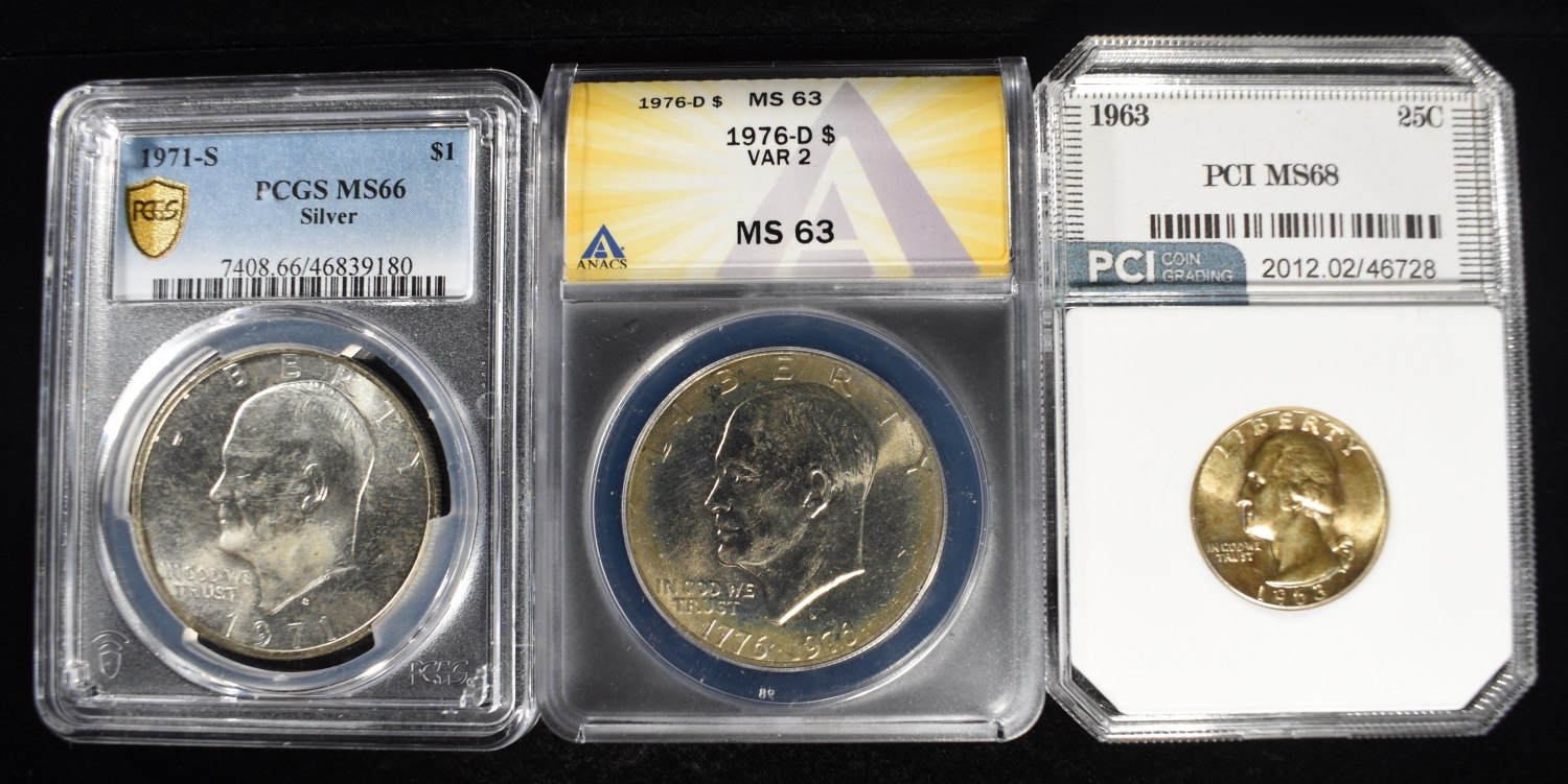 (3) GRADED COINS