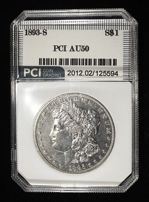 1893-S MORGAN DOLLAR PCI AU. BID WITH SILVER CITY AUCTIONS ESTIMATE $20000 - $21000.