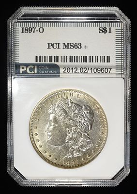 1897-O MORGAN DOLLAR PCI CH BU. BID WITH SILVER CITY AUCTIONS ESTIMATE $2250 - $2750.