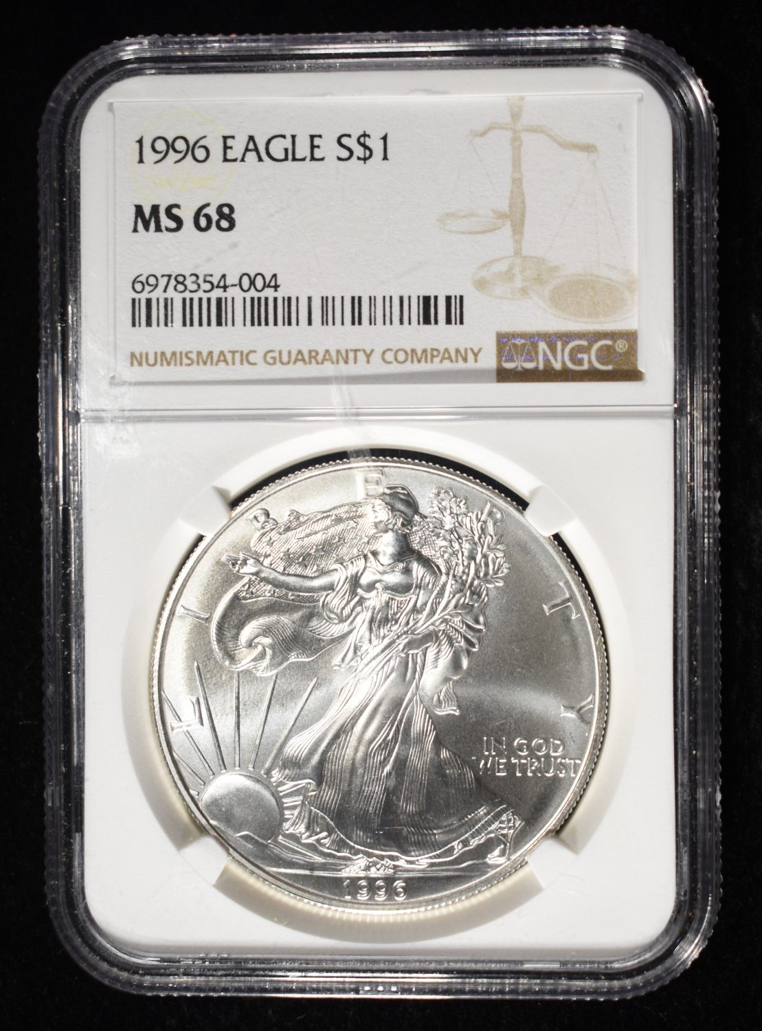 1996 AMERICAN SILVER EAGLE NGC MS68