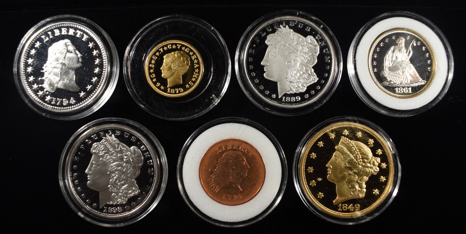 (7) REPLICAS DIFFERENT ULTRA RARE COINS