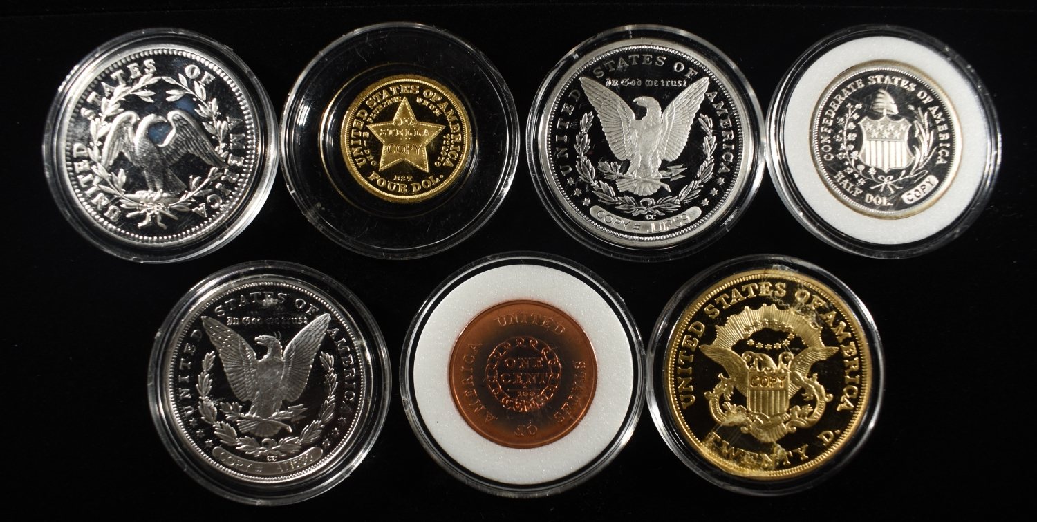 (7) REPLICAS DIFFERENT ULTRA RARE COINS
